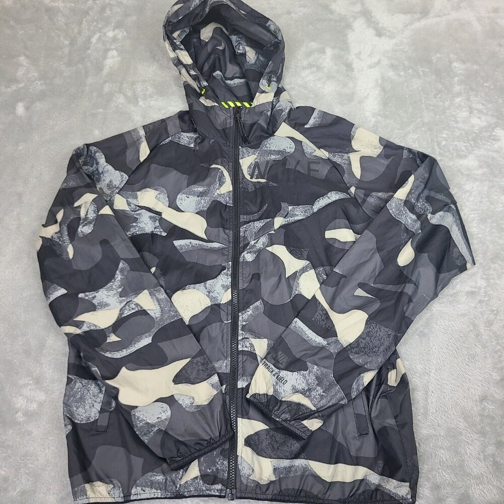 Nike Fullzip Hoodie Windbreaker Camo Black/Gray 687593-010 Size Medium